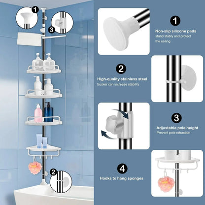 4 Tier Adjustable Shelf Bathroom Organizer