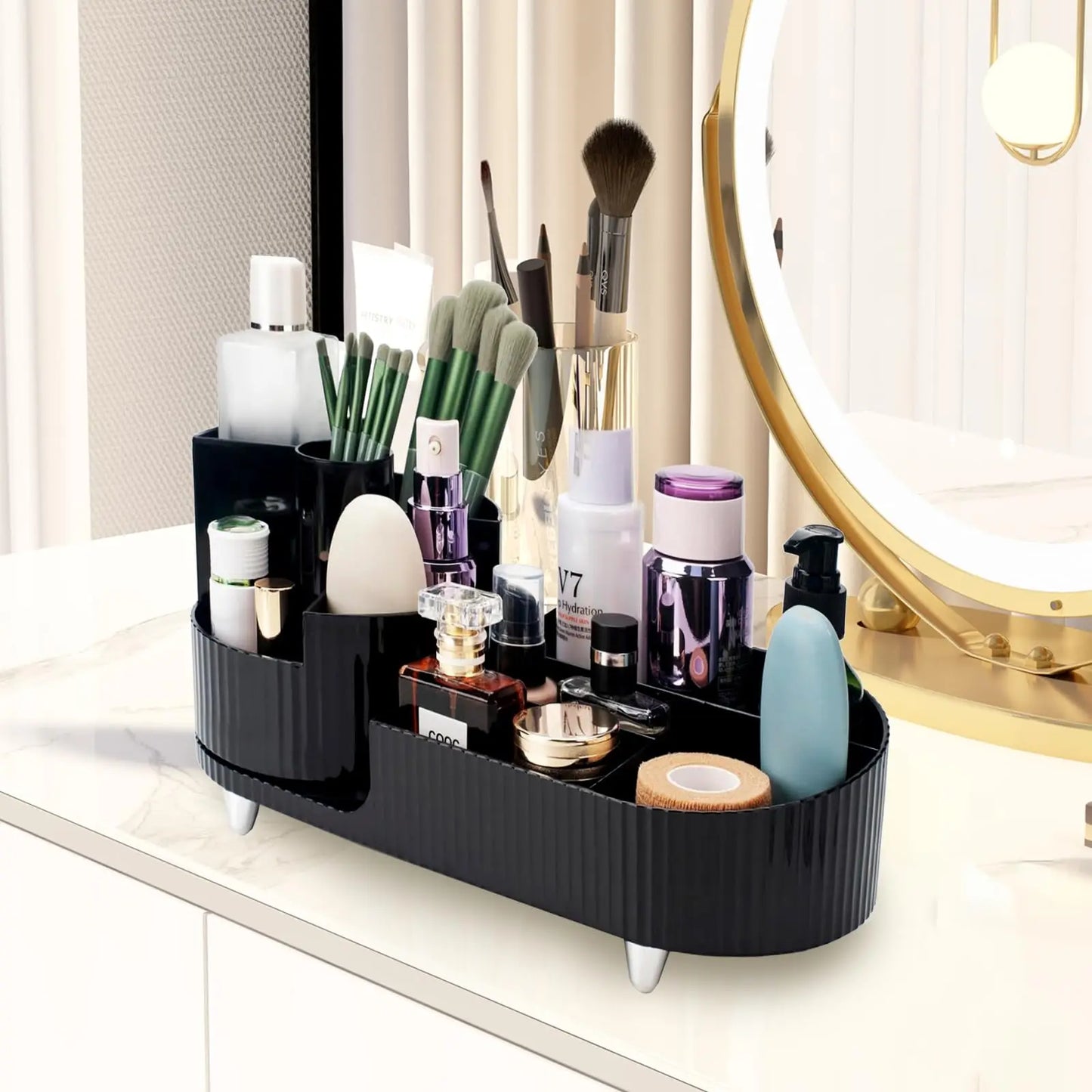 360 Rotating Makeup Organizer, Cosmetic Storage Box For Makeup Brushes Eyeliner Skincare