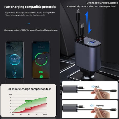 100w 4 IN 1 Fast Charge Car Charger New version