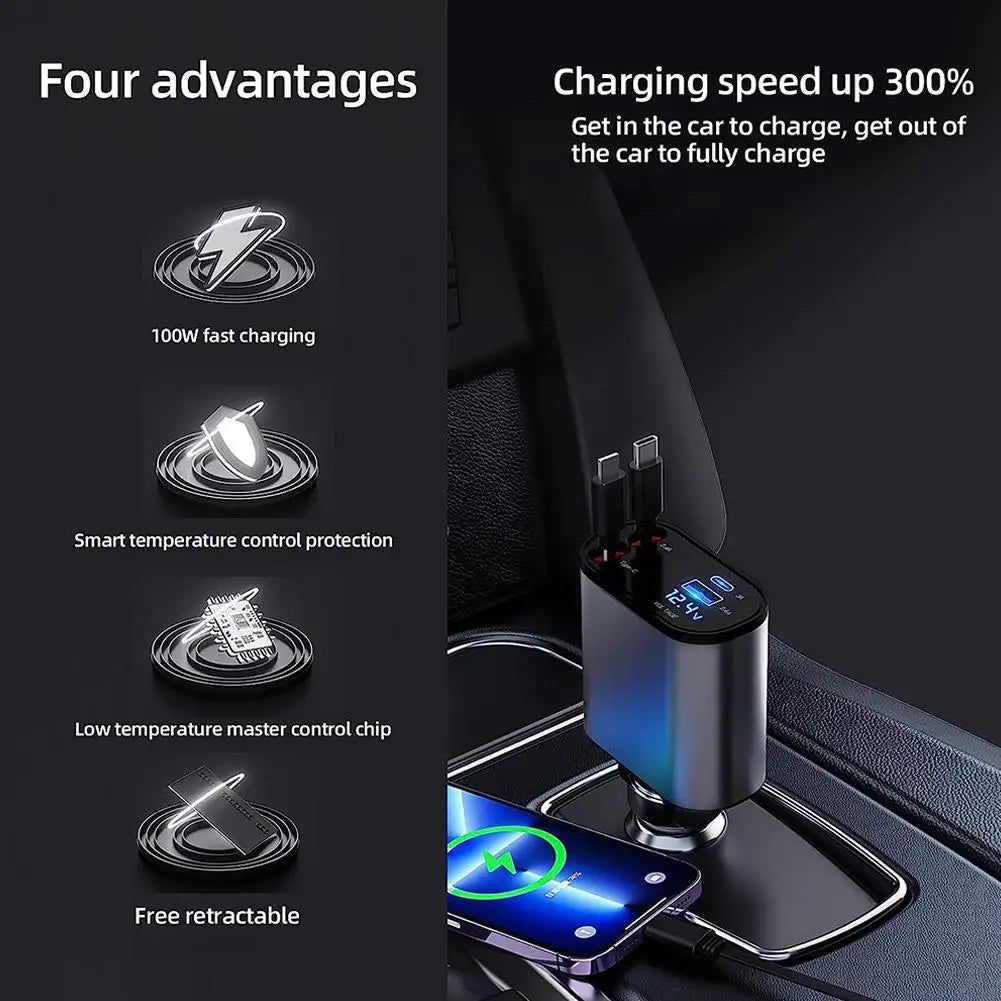 100w 4 IN 1 Fast Charge Car Charger New version